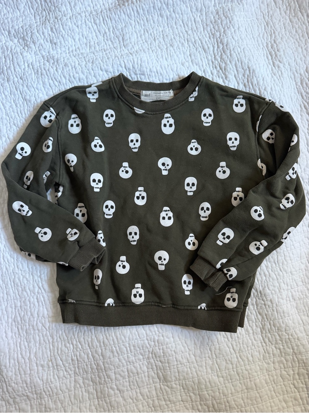 Minimalist Folk Co. Olive Skull Crewneck Sweatshirt